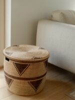 Storage basket with African pattern and flat lid - Image 2