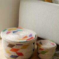 Medium/large basket set with diamond-shaped color accents