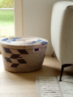 Medium opbergmand met blauw ruitvormig patroon - Afbeelding 3