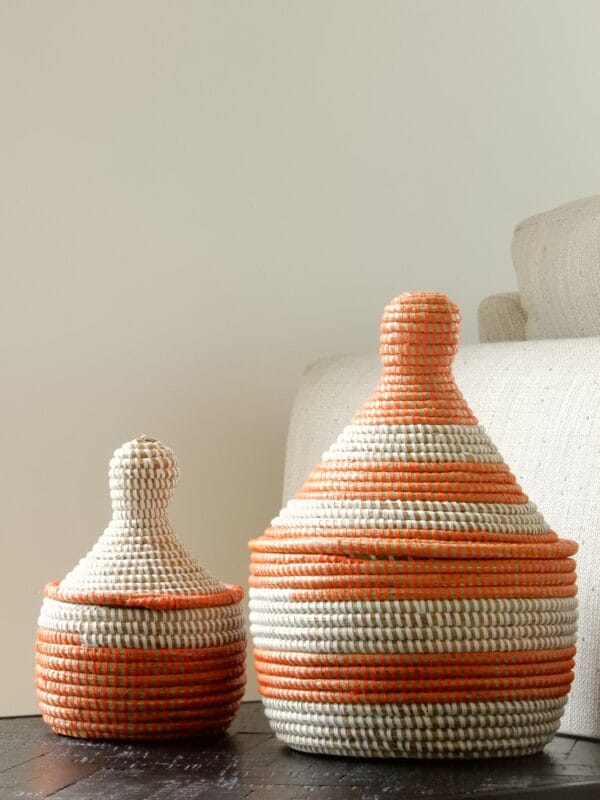 Tajine basket set with orange and white color pattern - Image 2