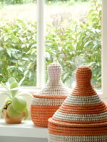 Tajine basket set with orange and white color pattern - Image 3
