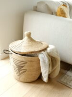 Medium opbergmand met Afrikaans patroon en puntig deksel