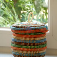 Beautiful colorful round basket