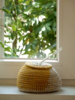 Decoratief geel/wit mandje - Afbeelding 2