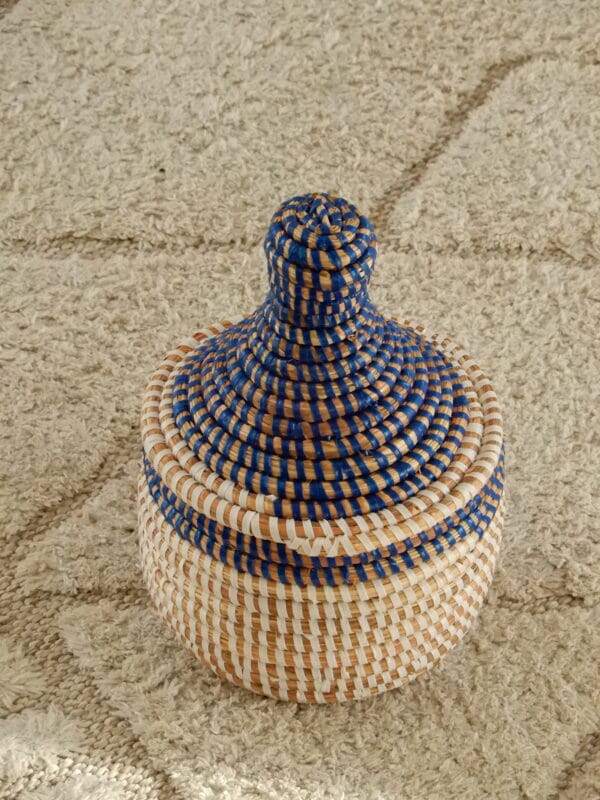 Klein wit/blauw tajine mandje - Afbeelding 3