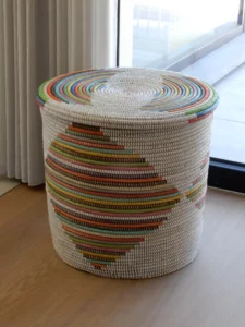 Large storage basket with diamond colour pattern