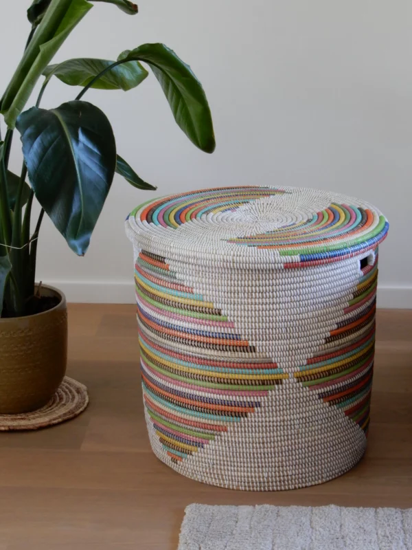 Large storage basket with diamond colour pattern - Image 3