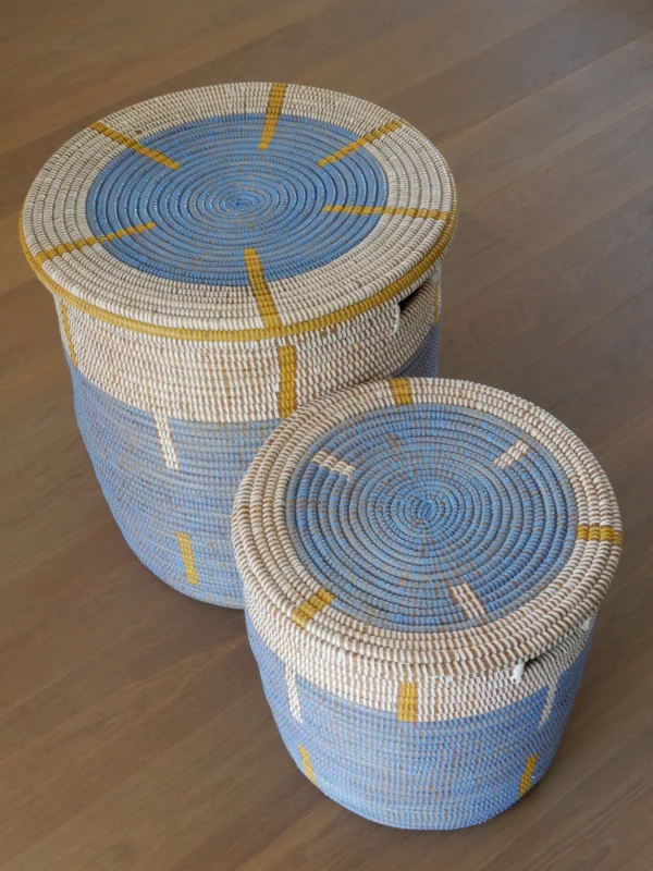 Unieke mandenset met blauw, witte en gele kleurtint - Afbeelding 3