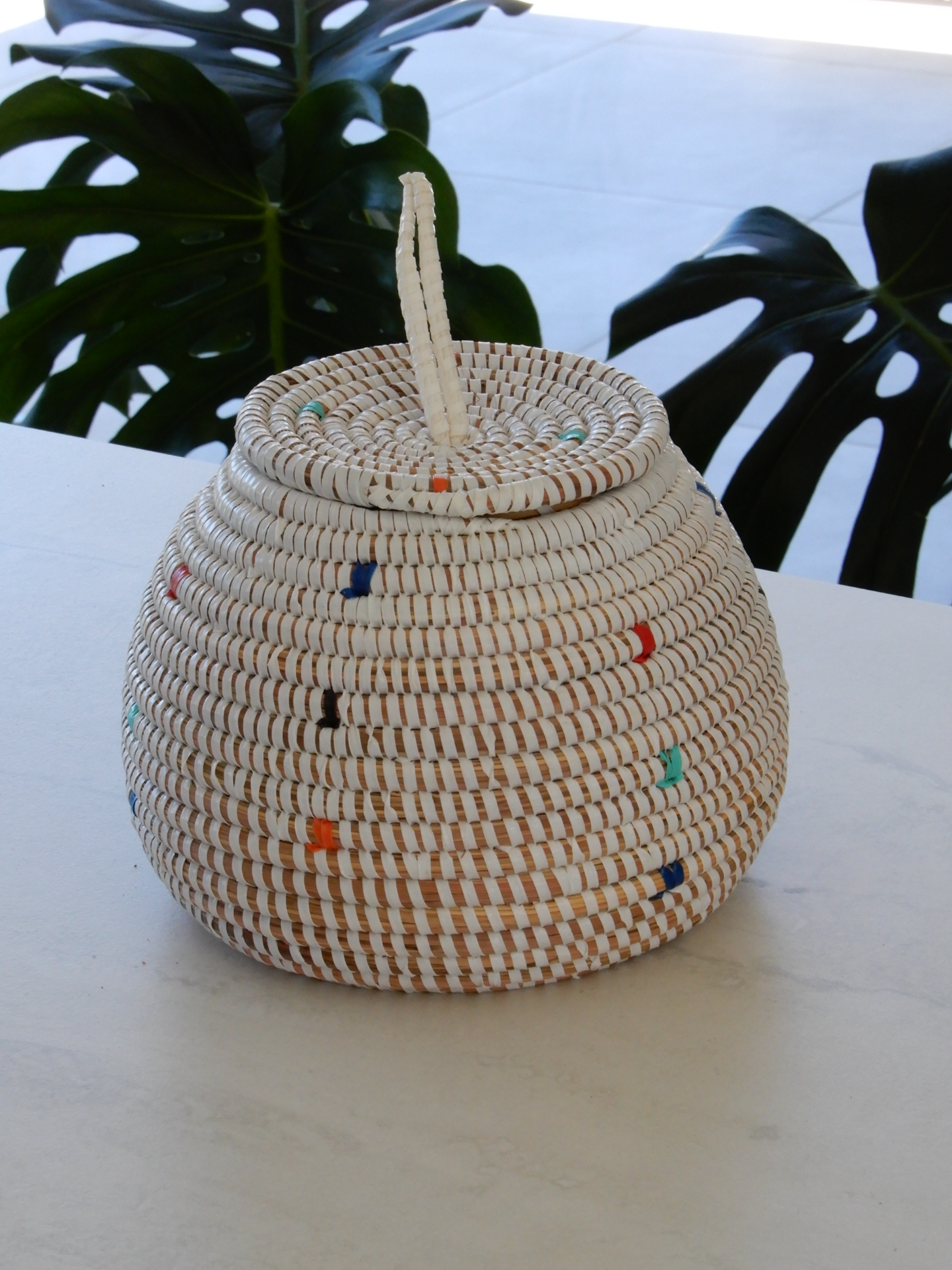 Basket with subtle dot pattern